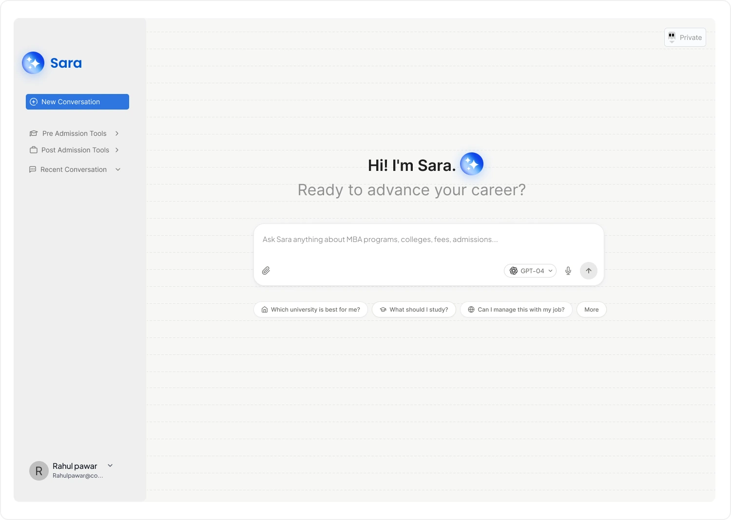 Sara AI Dashboard
