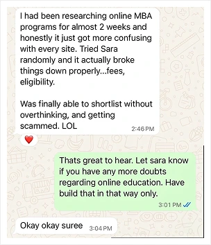 WhatsApp testimonial 1
