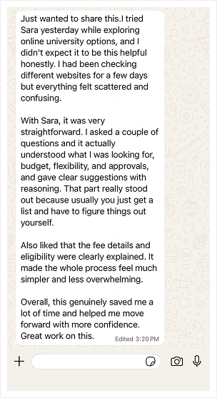 WhatsApp testimonial 4